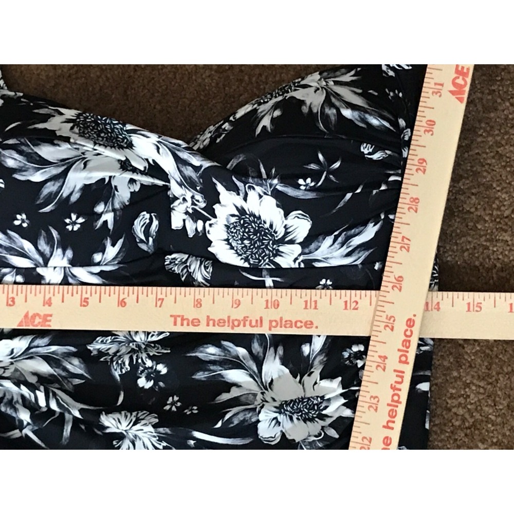 Nip Tuck Slimming Swimsuit size 10 Black Floral Runched Bandeau One Piece - Picture 14 of 16